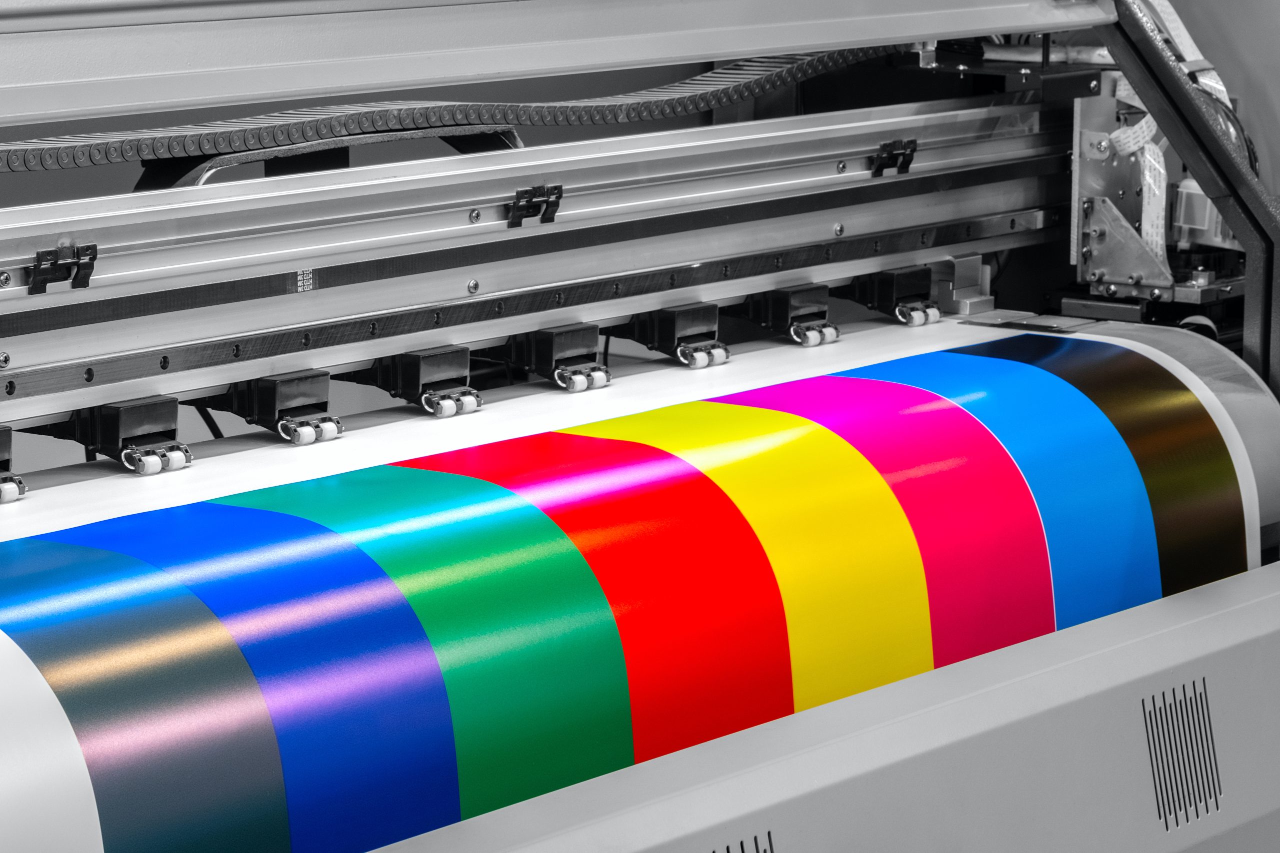 Wide-format,Inkjet,Printer,,Prints,Color,Stripes,For,Proofing